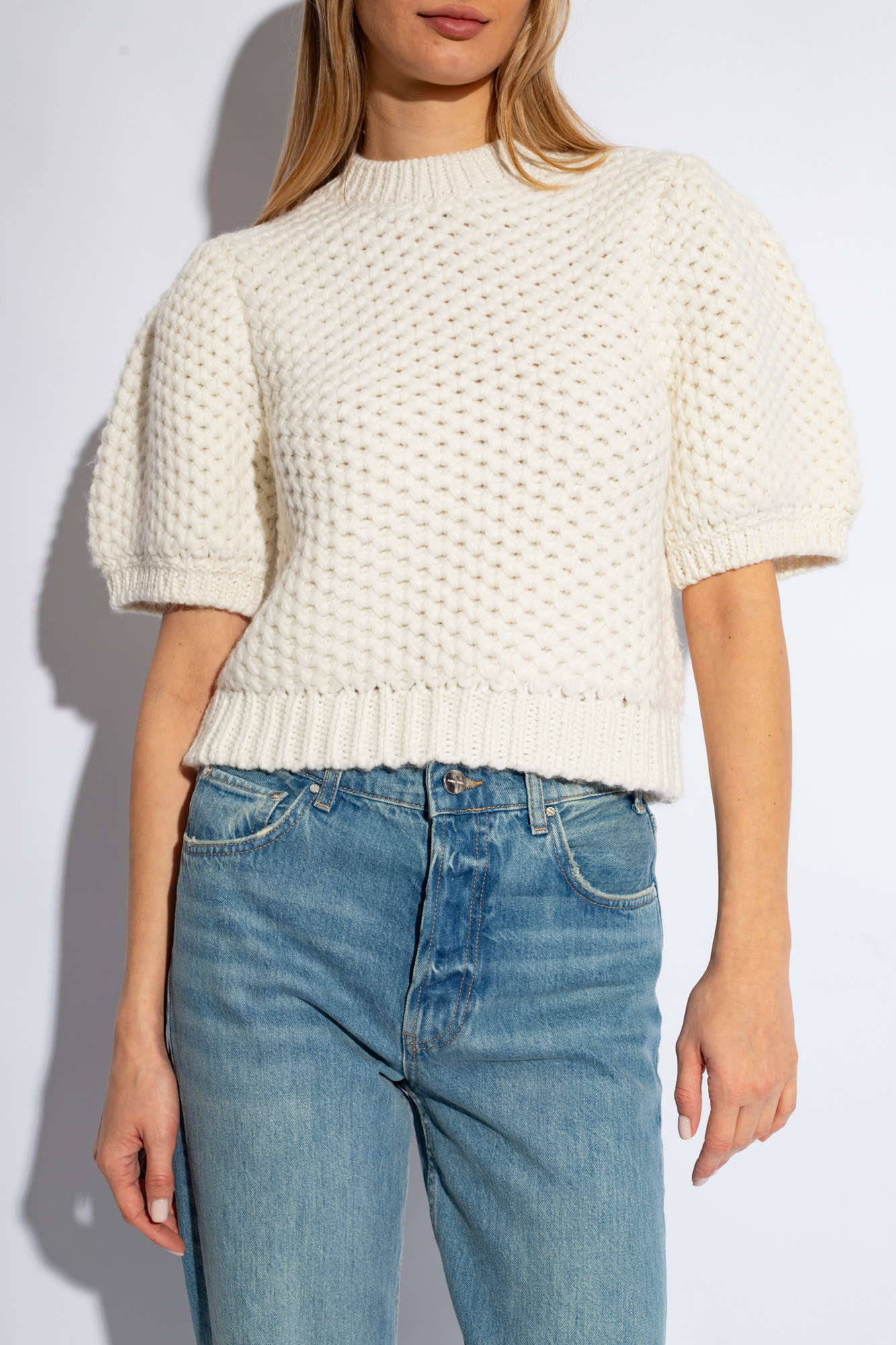 White Brittany sweater with short sleeves Anine Bing Vitkac